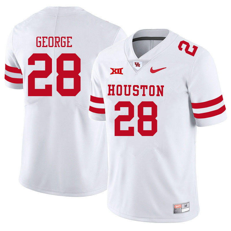 Men #28 Brian George Houston Cougars College Big 12 Conference Football Jerseys Sale-White - Click Image to Close